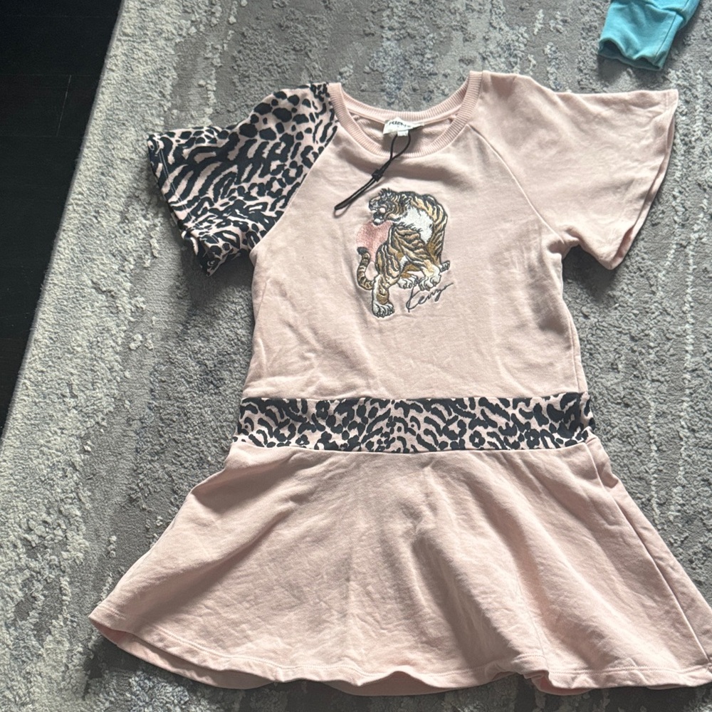 Kenzo Light Pink Tiger Print Kids Dress
